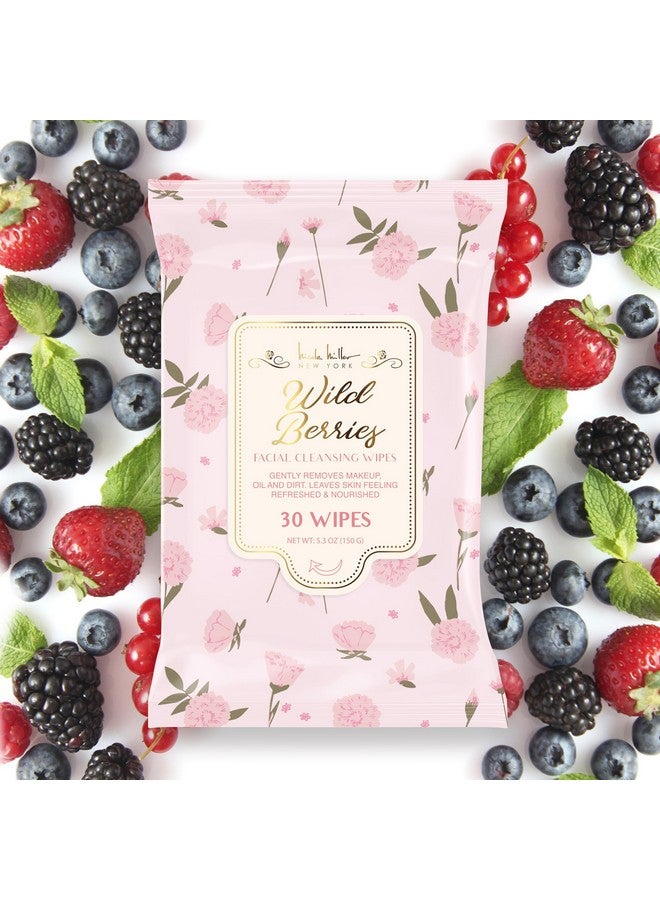 Facial Cleansing Wipes Rosehip Coconut Almond Vanilla Mint And Wild Berries Face Cleansing And Gentle Makeup Remover Wipes 4 Pack (30 Count Each) 120 Towelettes Nicole Miller