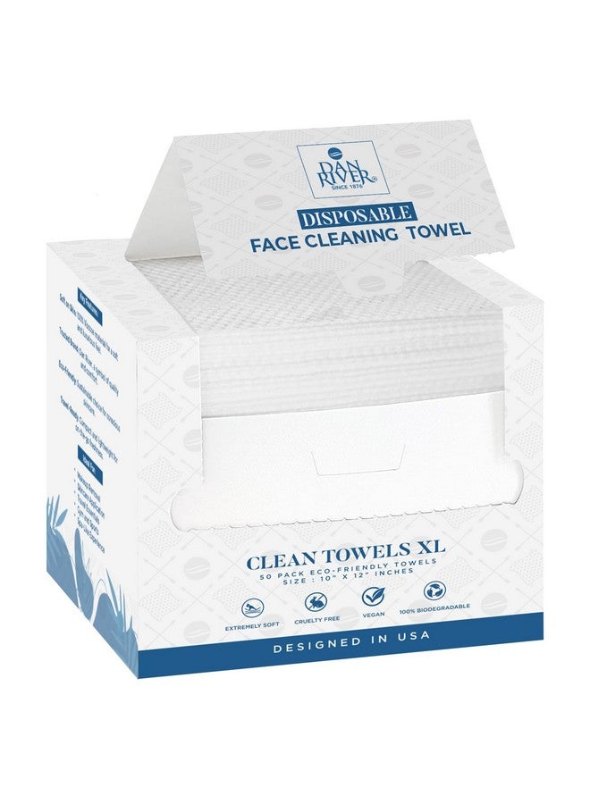 Disposable Face Towels Dry Wipes For Skin Super Soft Lintfree Facial Tissue Perfect For Cleansing Skincare Makeup Removal Nursing 50 Count 10” X 12” Inches