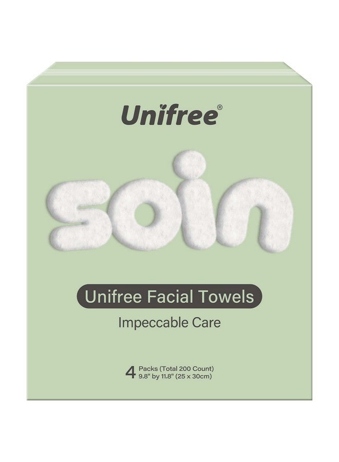 Facial Towels I Towelettes I Dry Wipes I Makeup Remover I Clean Facial Tissues In Box Large Size 11.8 X 9.8 Inch 50 Count Per Box 4Boxes Value Pack Total 200 Count