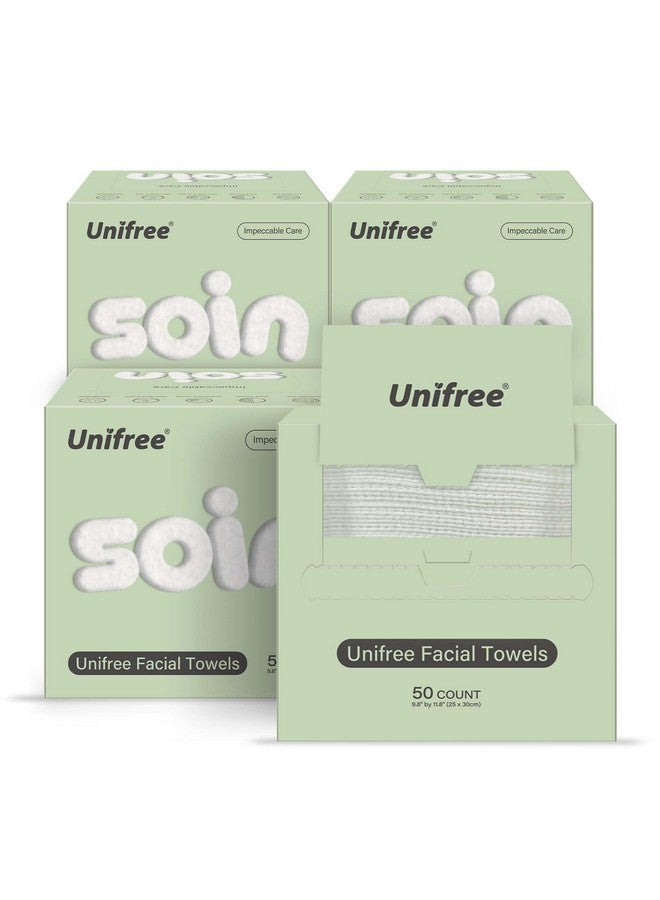 Facial Towels I Towelettes I Dry Wipes I Makeup Remover I Clean Facial Tissues In Box Large Size 11.8 X 9.8 Inch 50 Count Per Box 4Boxes Value Pack Total 200 Count