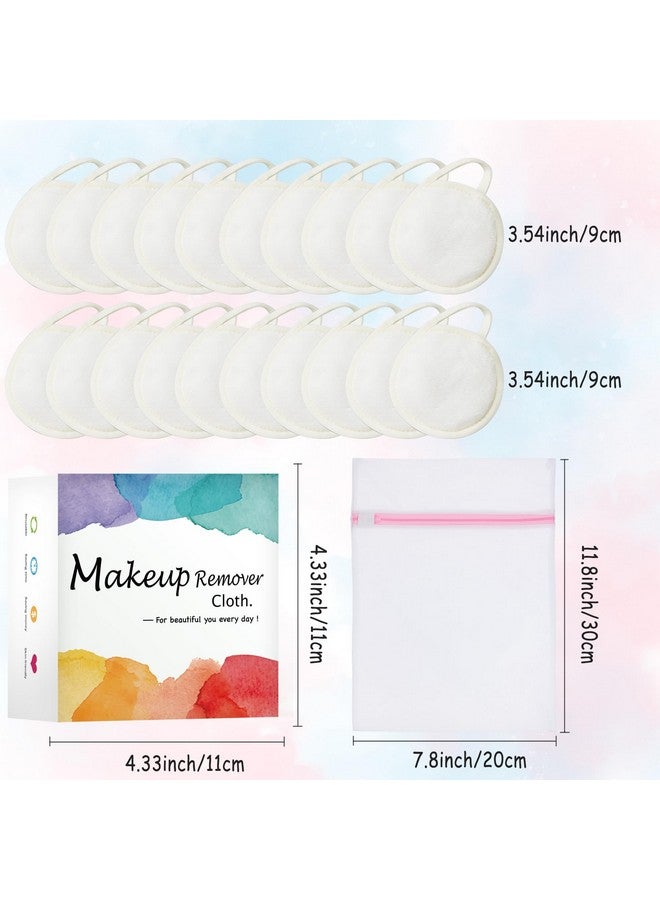 20 Packs Reusable Makeup Remover Pads With A Washable Laundry Bag Microfiber Towel Clean Skin Face Towels Soft Makeup Remover Cloth Fast Drying Washcloth (White)