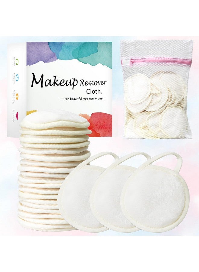20 Packs Reusable Makeup Remover Pads With A Washable Laundry Bag Microfiber Towel Clean Skin Face Towels Soft Makeup Remover Cloth Fast Drying Washcloth (White)