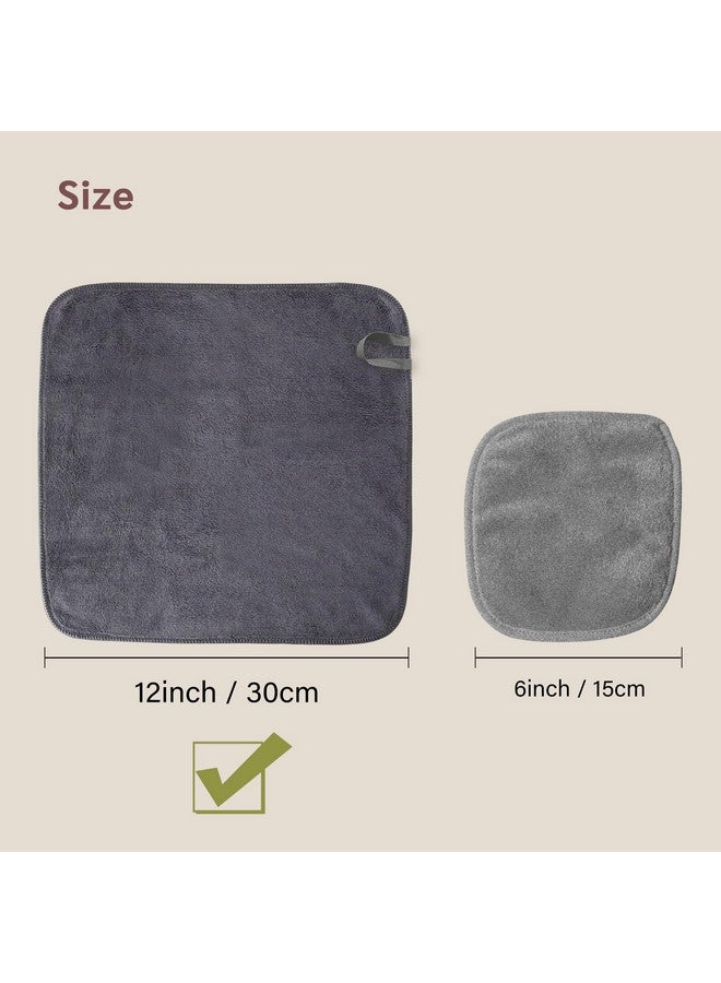 Makeup Remover Cloth 12 X 12 Inch Reusable Makeup Remover Towels For Washing Face 6 Pack Washable Microfiber Face Cloth Fast Drying Washcloth Grey