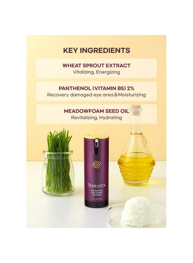 Age Control Vital Energy Eye Cream 0.57 Fl. Oz. (17Ml) Plant Stem Cell + Real Protein + Hyaluronic Acid + Vitamin Infused Eye Cream Wrinkle Care Eye Cream Kbeauty