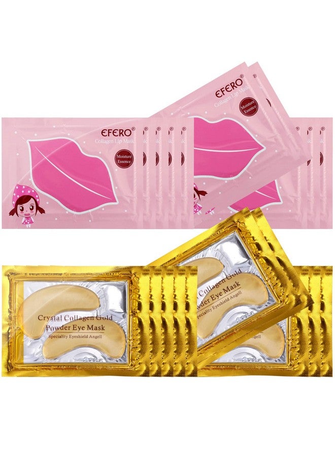 20 Pack Collagen Crystal Lip Masks Gold Under Eye Masks Set Natural Moisturizing Gel Antiaging Anti Chapped Hydrating Reducing Puffiness Dark Circles And Wrinkles Lip Eye Pads For Women Men