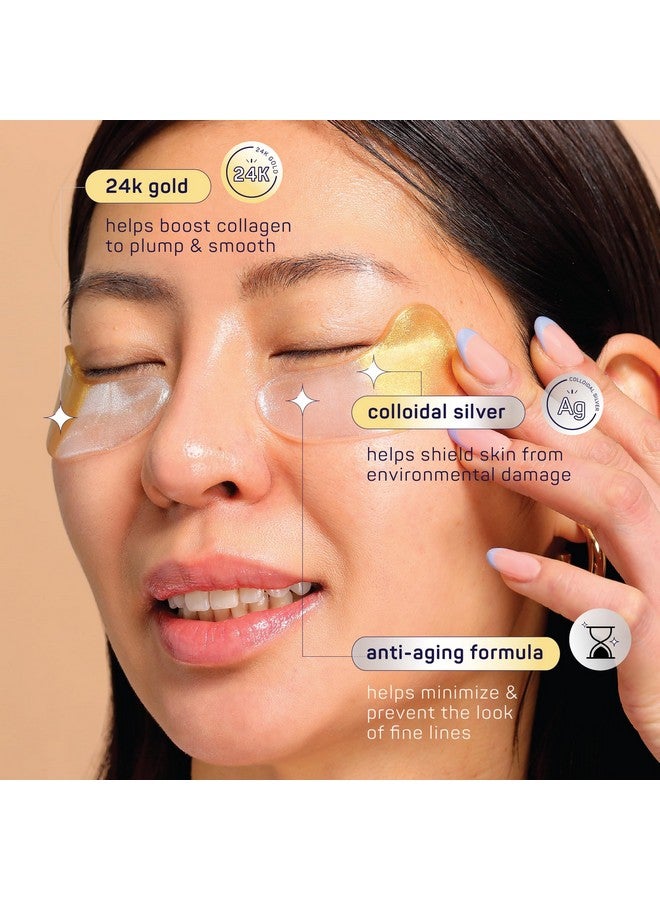 Beauty Antiaging Under Eye Masks Hydrogel Eye Patches For Fine Lines Dryness & Dullness With 24K Gold Colloidal Silver 2In1 Skincare Treatment 24 Pairs