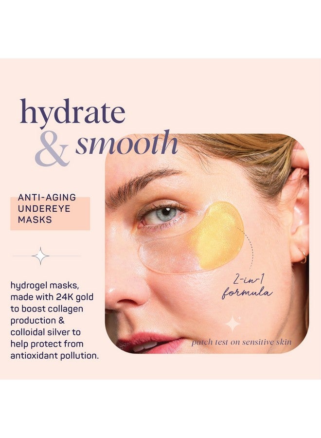 Beauty Antiaging Under Eye Masks Hydrogel Eye Patches For Fine Lines Dryness & Dullness With 24K Gold Colloidal Silver 2In1 Skincare Treatment 24 Pairs