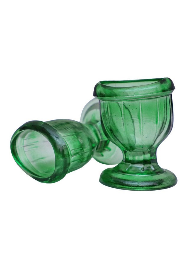 Glass Eye Wash Cup For Keep Your Eyes Clean And Healthy Soothing Relief From Allergens Irritants Makeup Dust Dry Eyes Eye Shaped Rim Snug Fit Set Of 2 (Light Green)