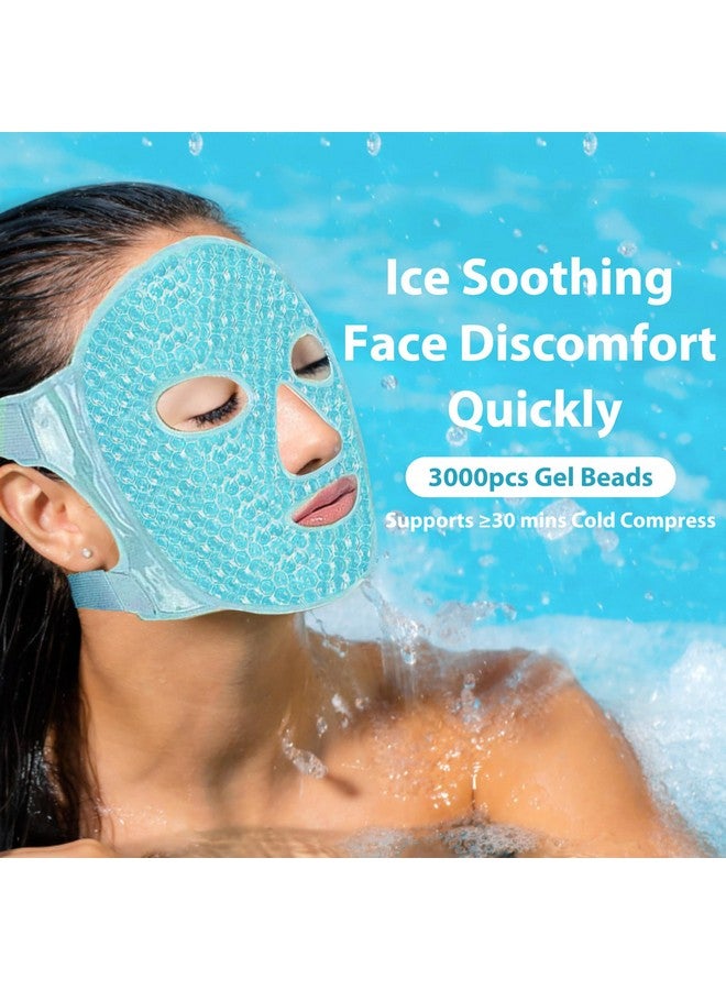 Ice Face Mask Cooling Gel Pack For Puffy Eyes Cold & Hot Reusable Compress Frozen Eye Packs Masks For Women For Dark Circles Puffiness Allergies & Headaches (Blue)