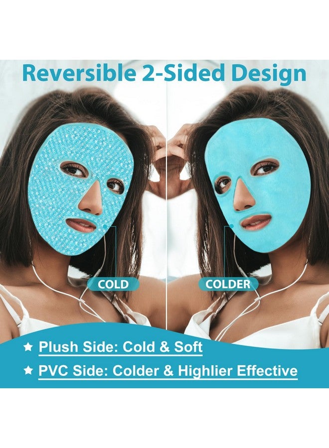 Ice Face Mask Cooling Gel Pack For Puffy Eyes Cold & Hot Reusable Compress Frozen Eye Packs Masks For Women For Dark Circles Puffiness Allergies & Headaches (Blue)