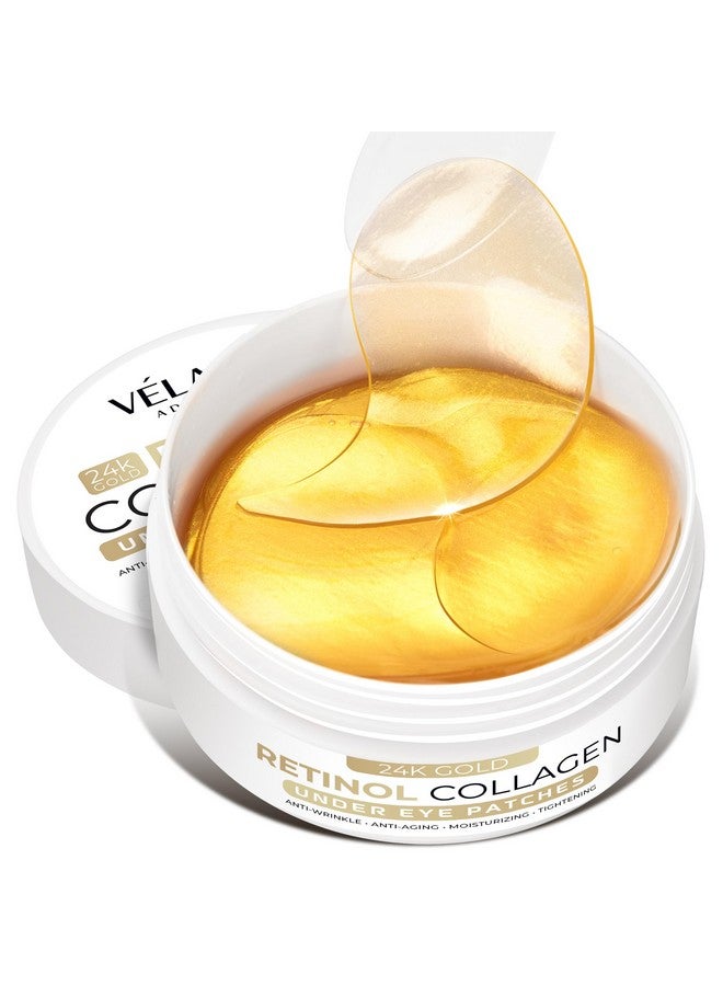 Under Eye Patches 24K Gold Under Eye Mask For Puffy Retinol Patchology Eye Patches For Wrinkles And Dark Circles Puffiness Collagen Under Eye Bags Treatment For Women Men 60 Pcs