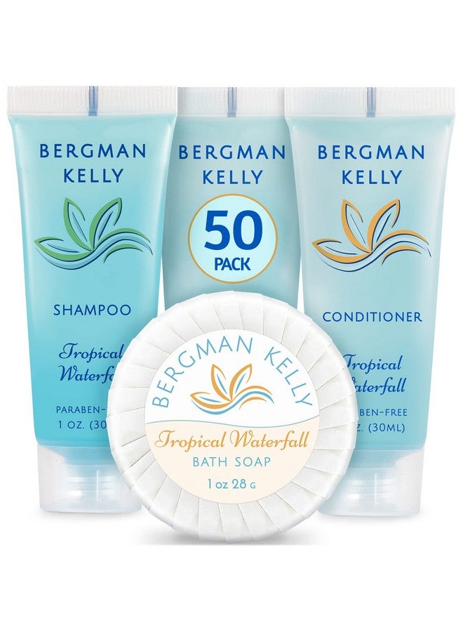 Round Hotel Soap Bars Shampoo & Conditioner 3Piece Set (1 Oz Each 150 Pc Total Tropical Waterfall) Delight Your Guests With Refreshing Bulk Travel Size Hotel