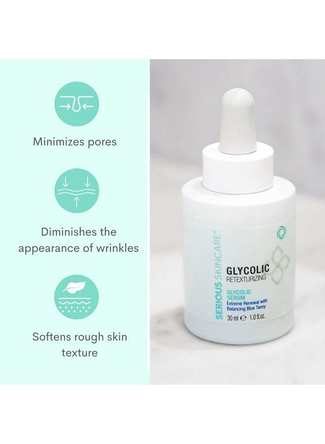Glycolic Skin Renewal Set Retexturizing Serum Facial Moisture Cream Face Wash Cleanser Balancing Blue Tansy Extract Improve Appearance Of Lines Wrinkles And Enlarged Pores