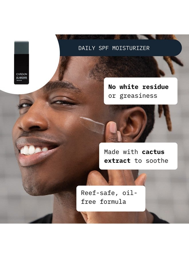 Cactusbased Men'S Skincare Set Premium Korean Skincare For Sensitive Skin And Oily Skin Waterbased Face Moisturizer With Spf 30 Gentle Face Wash Repairing Night Cream With Vitamin E