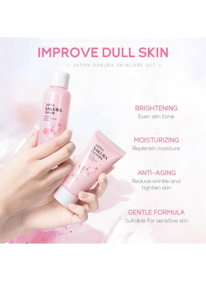 Skin Care Set Sakura Women Beauty Gift Sets Korean Skin Care Kit With Cleanser Face Serum Face Creamtonereye Cream2Pcs Mud Mask Skin Care Routine Kit For Women (Setc)