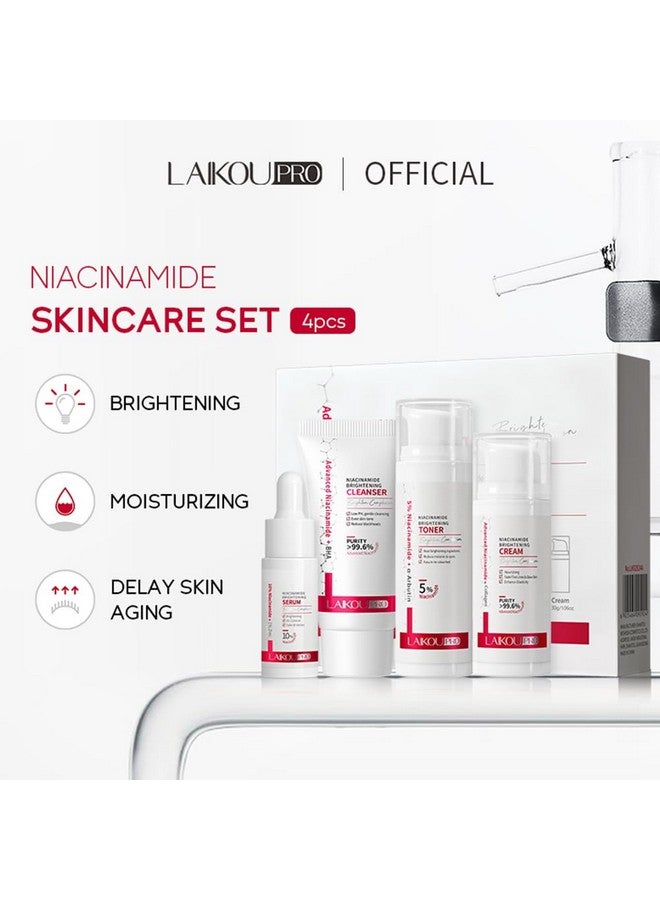 Niacinamide Skincare Set 4Pcs Beauty Kit With Cleanser Toner Serum & Facial Cream Hydrates & Evens Skin Tone Tsafriendly Travel Sizes Perfect Gift For Women Moms & Teens