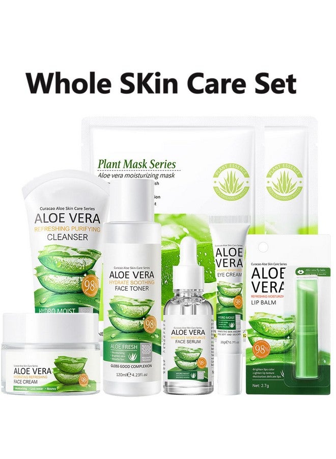 8Pcs Skin Care Products Set Aloe Vera Skin Care Sets Skin Care Gift Set For Women Girls Skincare Routine Set Face Care Kit With Cleanser Mask Toner Serum Lip Balm Eye Cream Moisturizer