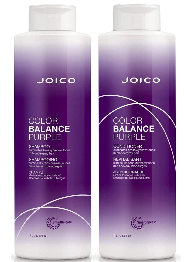 Color Balance Purple Shampoo & Conditioner Set Eliminate Brassy And Yellow Tones For Cool Blonde Or Gray Hair