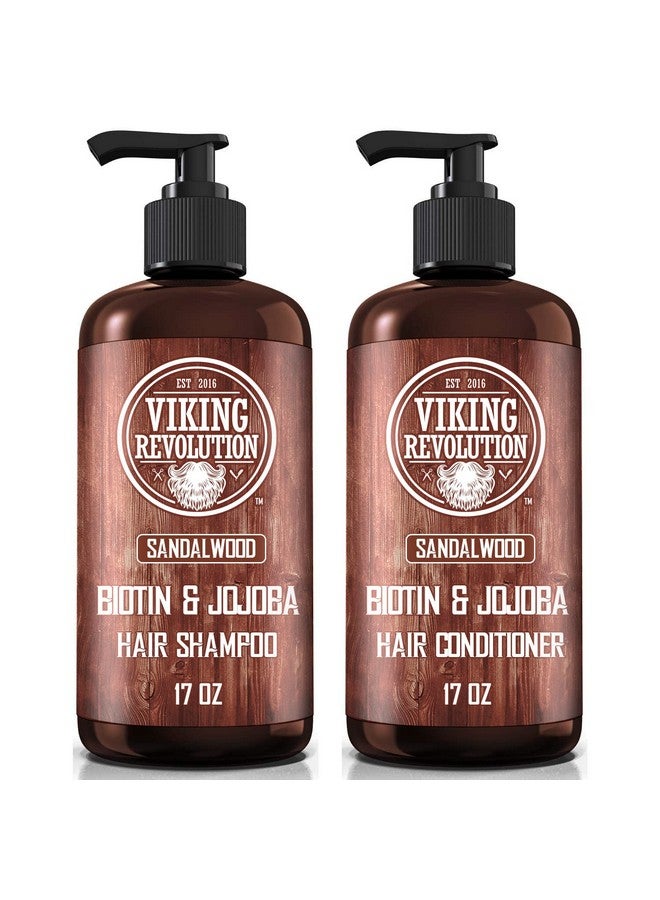 Sandalwood Shampoo And Conditioner Set With Biotin And Jojoba Oil Natural Hair Shampoo And Hair Conditioner For Men With Vitamin B5 (17 Oz)