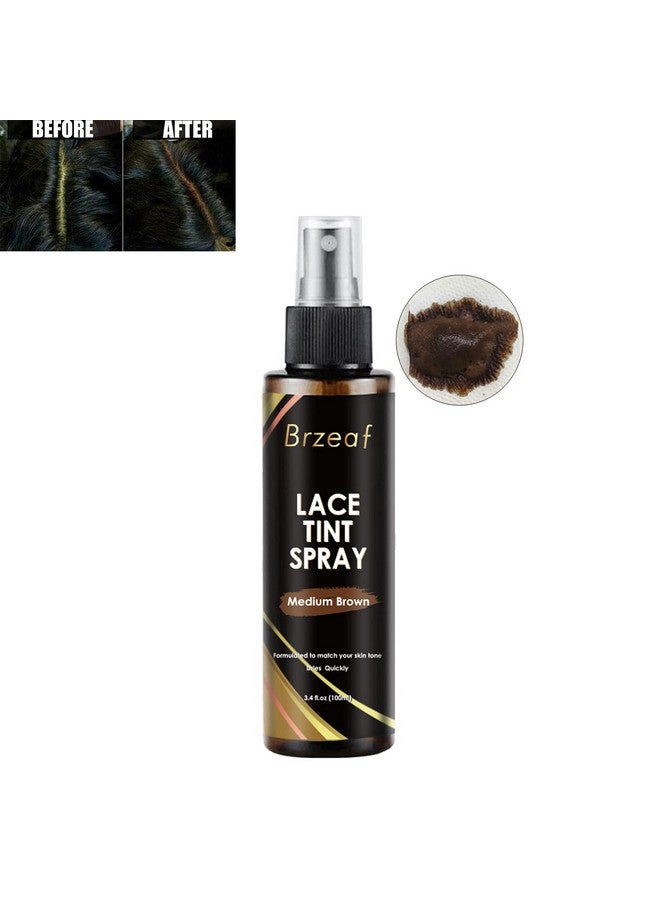 Lace Tint Spray For Lace Wigs And Dark Brown Middle Brown Light Brown Lace Tint Spray For Closures Wigs And Closure Front100Ml (Medium Brown)