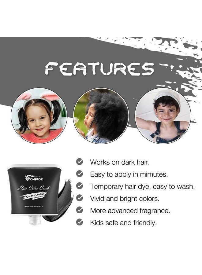 Temporary Hair Color For Kids Comblor Black Hair Dye Washable Hair Color Wax For Girls Boys Teens Adults Ideal Gifts For Birthday Cosplay Party Halloween Children'S Day Crazy Hair Day