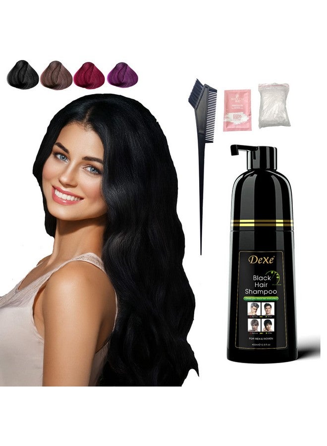 Black Hair Dye Shampoo Permanent Yizhong Hair Color For 100% Gray Coverage Women Men Natural Plant Hair Dye Depositing Shampoo 3 In 1 Easy Comb Dyeing (Natural Black)