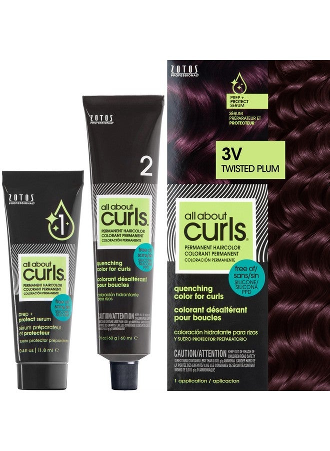 3V Twisted Plum Permanent Hair Color (Prep + Protect Serum & Hair Dye For Curly Hair) 100% Grey Coverage Nourished & Radiant Curls