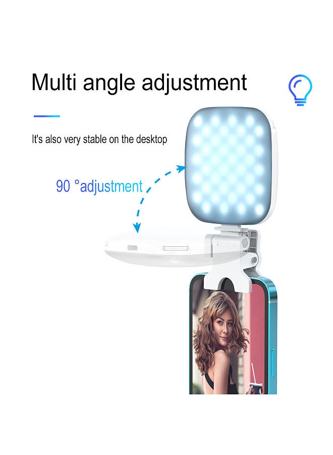 Clip-on LED Fill Light for Phone Selfie Light Conference Video Light 2500K-9000K Dimmable Built-in Battery Replacement for iPhone 15/14/13/12 Android Phone Video Conference Vlog Live Streaming Makeup