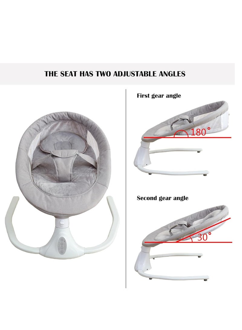 Electric Baby Swing Multifunctional Baby Cridle with Remote Control for 0-18 Months Newborn, Infant, Toddler Portable Baby Rocking Chair with Mosquito Net for Indoor Outdoor (Grey)