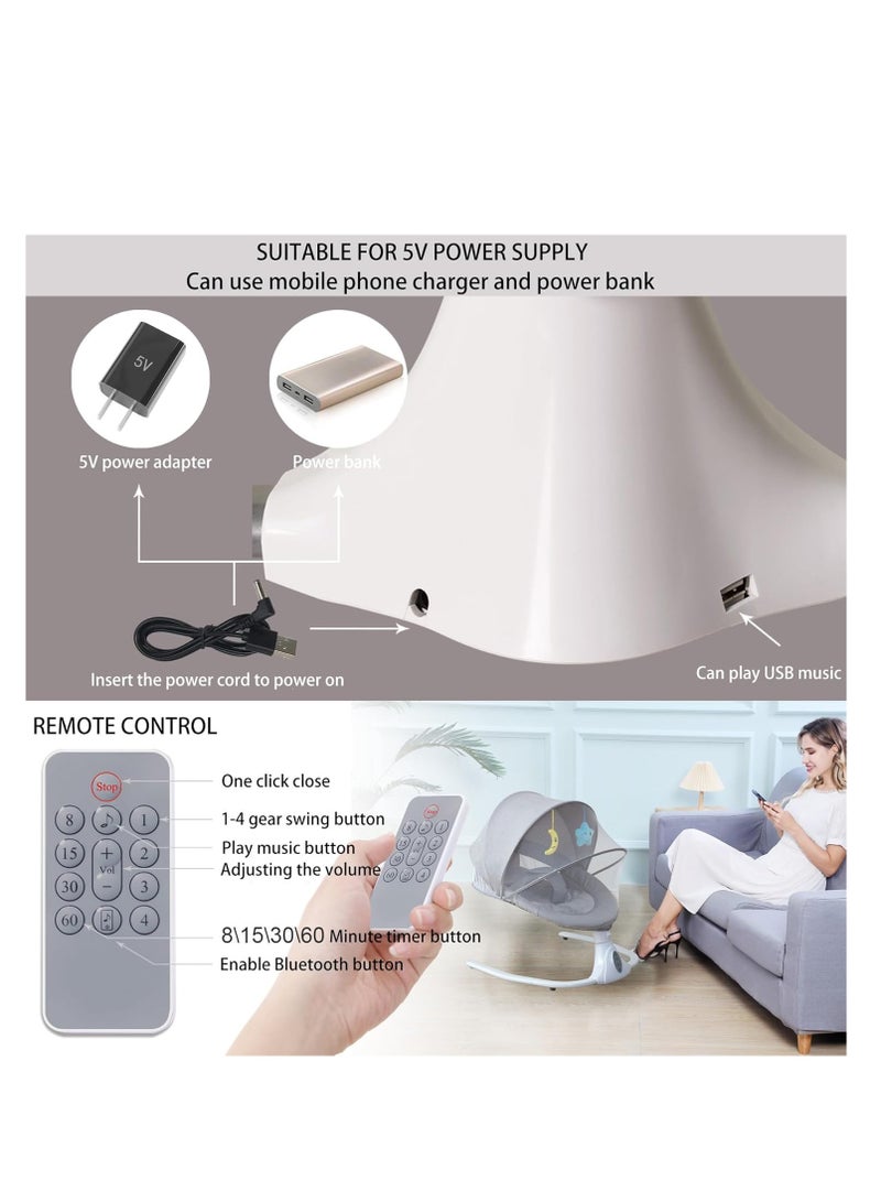 Electric Baby Swing Multifunctional Baby Cridle with Remote Control for 0-18 Months Newborn, Infant, Toddler Portable Baby Rocking Chair with Mosquito Net for Indoor Outdoor (Grey)