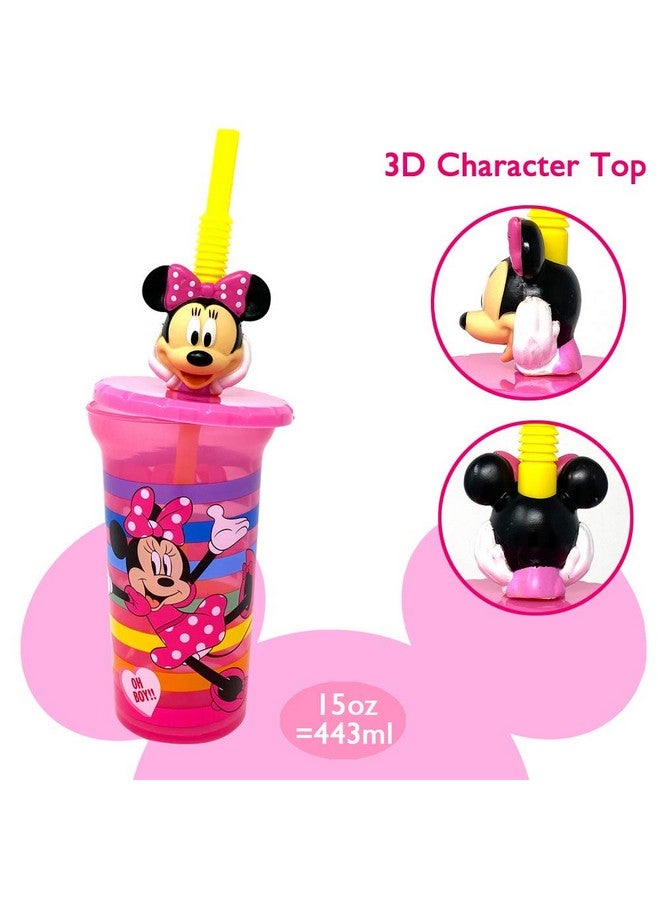 Disney Minnie Mouse Water Tumbler With 3D Character Head Straw Drinkware Safe Bpa Free Bottles Easy To Clean Perfect Gifts For Kids Boys Girls Toddlers For Home Travel Goodies