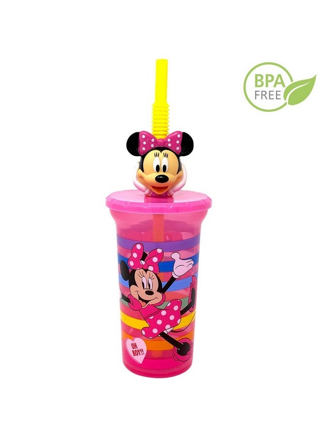 Disney Minnie Mouse Water Tumbler With 3D Character Head Straw Drinkware Safe Bpa Free Bottles Easy To Clean Perfect Gifts For Kids Boys Girls Toddlers For Home Travel Goodies