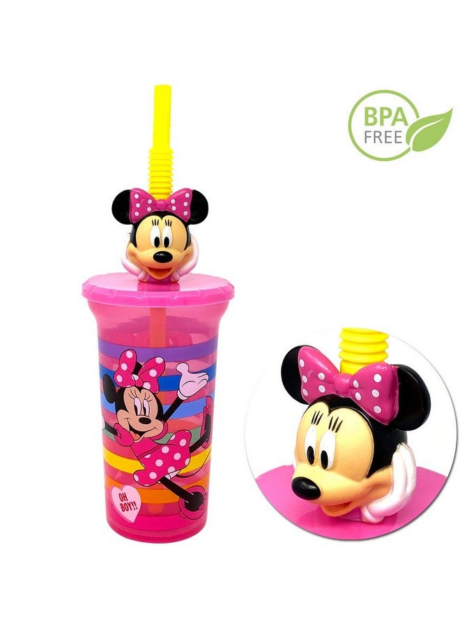 Disney Minnie Mouse Water Tumbler With 3D Character Head Straw Drinkware Safe Bpa Free Bottles Easy To Clean Perfect Gifts For Kids Boys Girls Toddlers For Home Travel Goodies