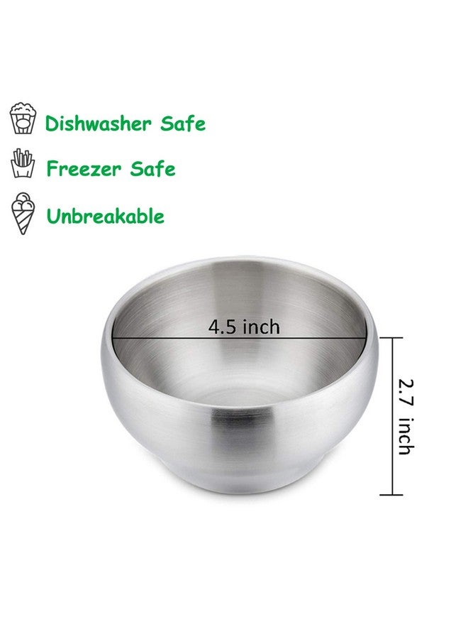 Bowls For Kids Toddlers 12 Ounce Doubledeck 18/10 Stainless Steel Bowls For Baby Children Healthy & Matte Finish Insulated & Shatterproof Set Of 4