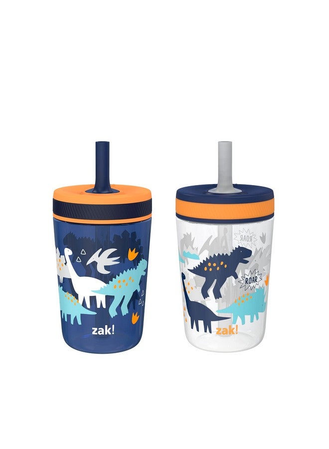 Kelso Toddler Cups For Travel Or At Home 15Oz 2Pack Durable Plastic Sippy Cups With Leakproof Design Is Perfect For Kids (Dinoroar Zaksaurus)