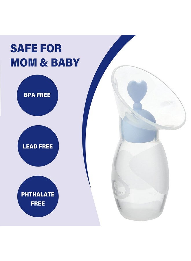 2Pack Gen 2 Manual Breast Pump/Collector For Breastfeeding With Stopper (4 Oz/100Ml) Food Grade Silicone Bpa Pvc And Phthalate Free (Blue + Purple)