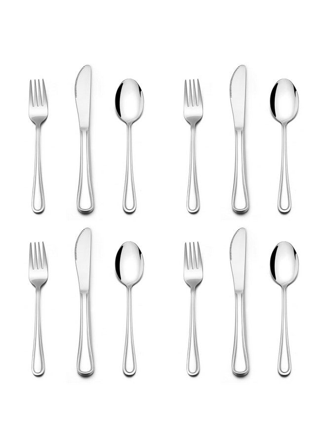 12Piece Kids Silverware Stainless Steel Toddler Kids Utensils Safe For Preschooler/Children Includes 4 Forks 4 Spoons 4 Knife Slimline Adult Look & Small Size Rust Free & Dishwasher Safe