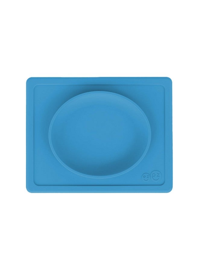 Tiny Plate 6 Months+ (Blue) Silicone Suction Plate For Baby With Builtin Placemat Baby Led Weaning Supplies Infant Plate That Fits On Most Highchair Trays