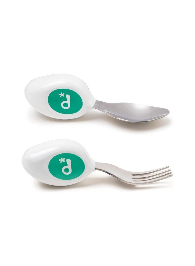 Toddler Utensils Ergonomic Fork And Spoon Set For Self Feeding Stainless Steel Silverware For 13 Year Olds Bpa Free Dishwasher Safe (Aqua)