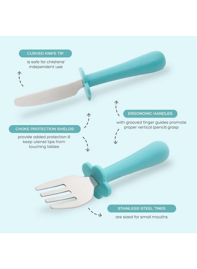 Toddler Silverware Set Forks Spoons And Knives Set Toddler Utensils Feeding Supplies Bpa And Phthalatesfree Dishwasher Safe Teal