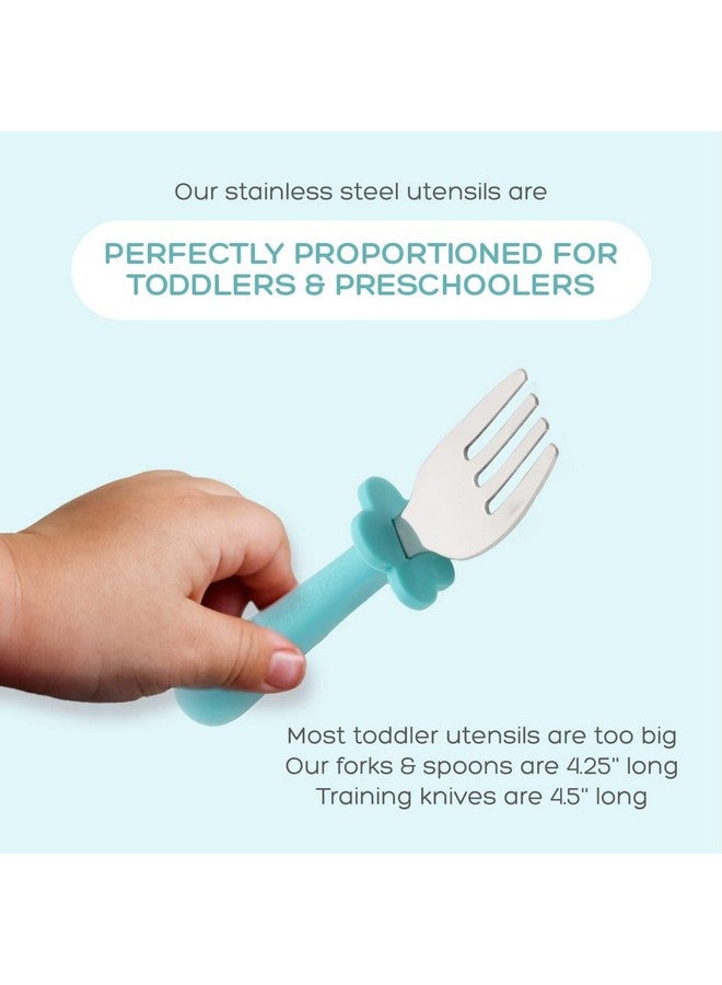 Toddler Silverware Set Forks Spoons And Knives Set Toddler Utensils Feeding Supplies Bpa And Phthalatesfree Dishwasher Safe Teal