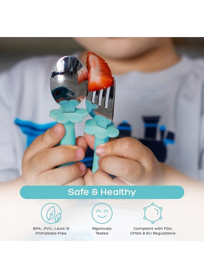 Toddler Silverware Set Forks Spoons And Knives Set Toddler Utensils Feeding Supplies Bpa And Phthalatesfree Dishwasher Safe Teal