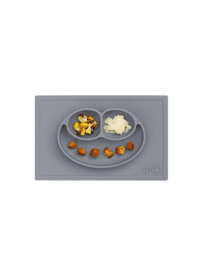 Happy Mat 24 Months+ (Gray) 100% Silicone Suction Plate With Builtin Placemat For Toddlers + Preschoolers Divided Toddler Plates Toddler Essentials