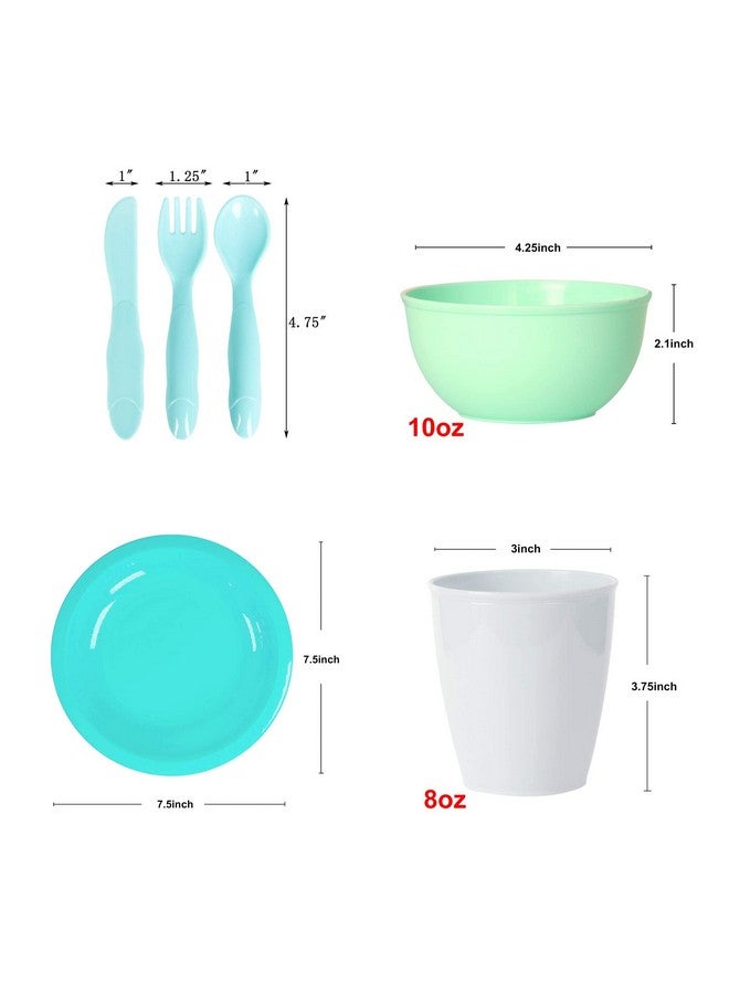 54 Pcs Plastic Kids Dinnerware Set Of 9 In 9 Coastal Colors Toddler Dining Set Cups Kids Plates Kids Bowls Flatware Set Kids Dishes Set