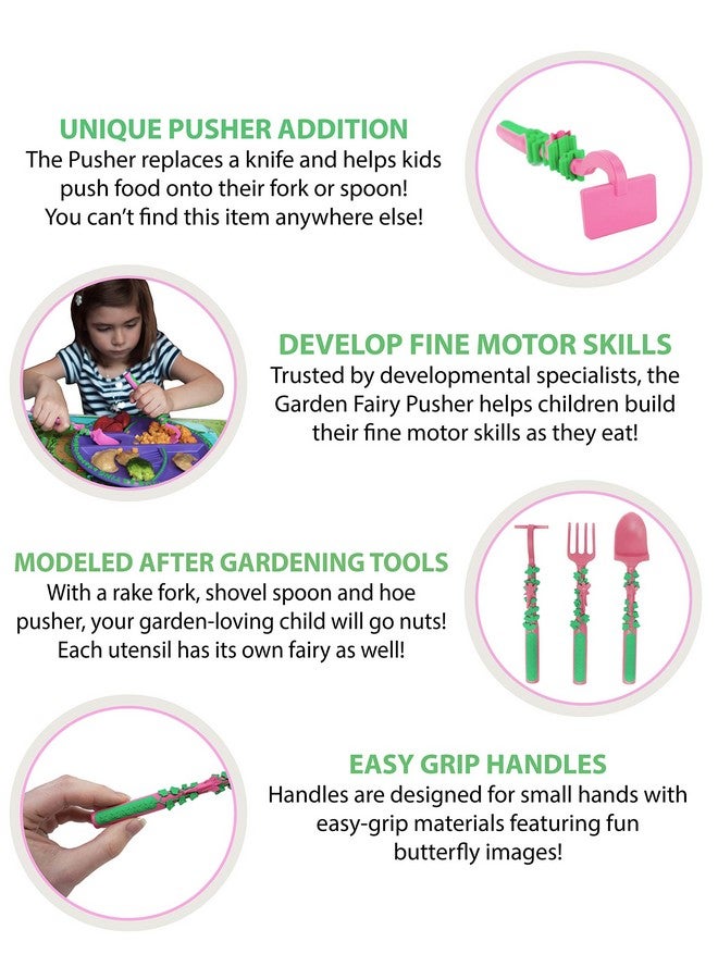 Toddler Utensils Made In Usa Construction Dino Fairy Silverware For Toddlers Construction Utensils For Kids Construction Eating Fork Spoon (Garden Fairy)