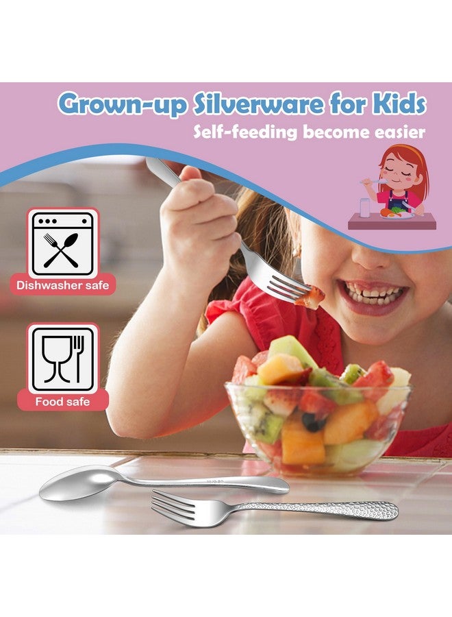 Toddler Forks And Spoons Set 10Piece Stainless Steel Toddler Utensils Kids Safe Silverware For Self Feeding Healthy & Nontoxic Dishwasher Safe