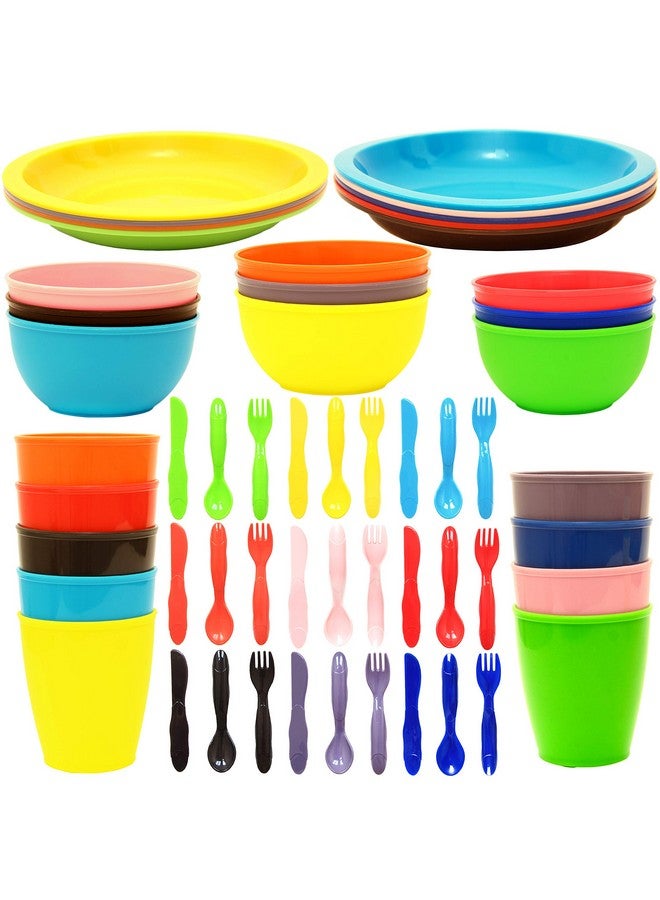 54 Pcs Plastic Kids Dinnerware Set Of 9 In 9 Assorted Colors Toddler Dining Set Cups Kids Plates Kids Bowls Flatware Set Kids Dishes Set