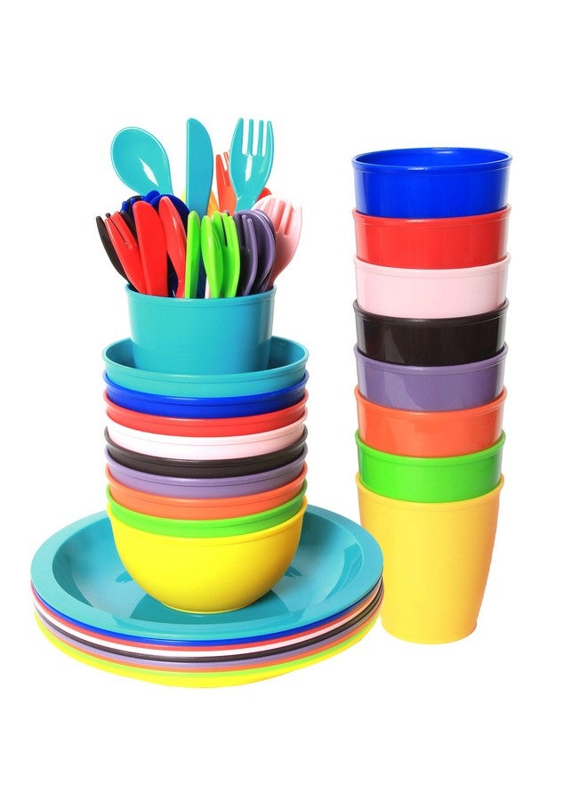 54 Pcs Plastic Kids Dinnerware Set Of 9 In 9 Assorted Colors Toddler Dining Set Cups Kids Plates Kids Bowls Flatware Set Kids Dishes Set