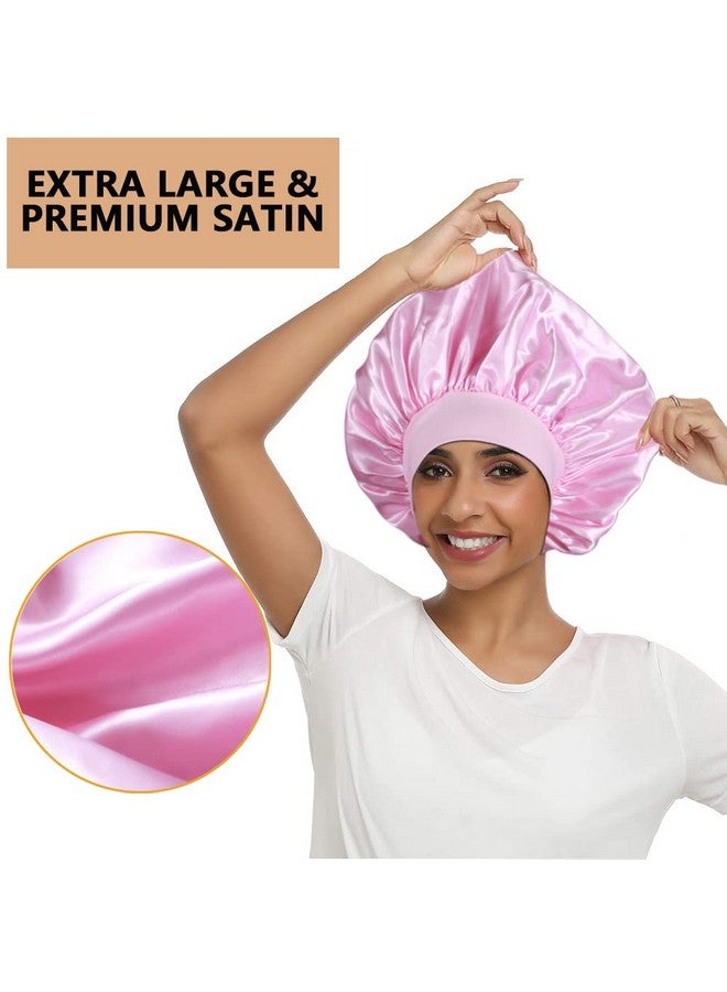 6Pcs Extra Large Satin Bonnets For Sleeping Hair Bonnets For Black Women Braids Curly Hair A