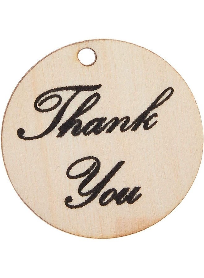 100Pack Thank You Wood Tags With Twine For Wedding And Baby Shower Themed Party Favors 1.5 Inches